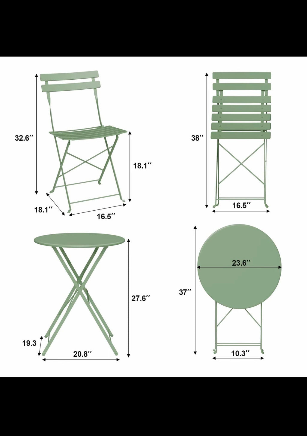 Folding metal bistro set lifestyle photo 3