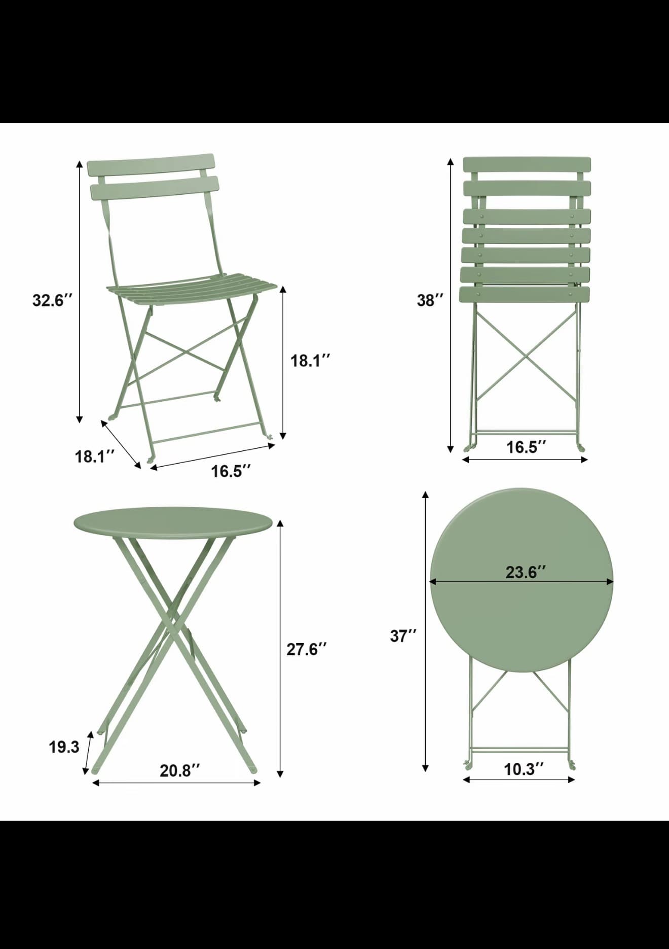 Folding metal bistro set lifestyle photo 3
