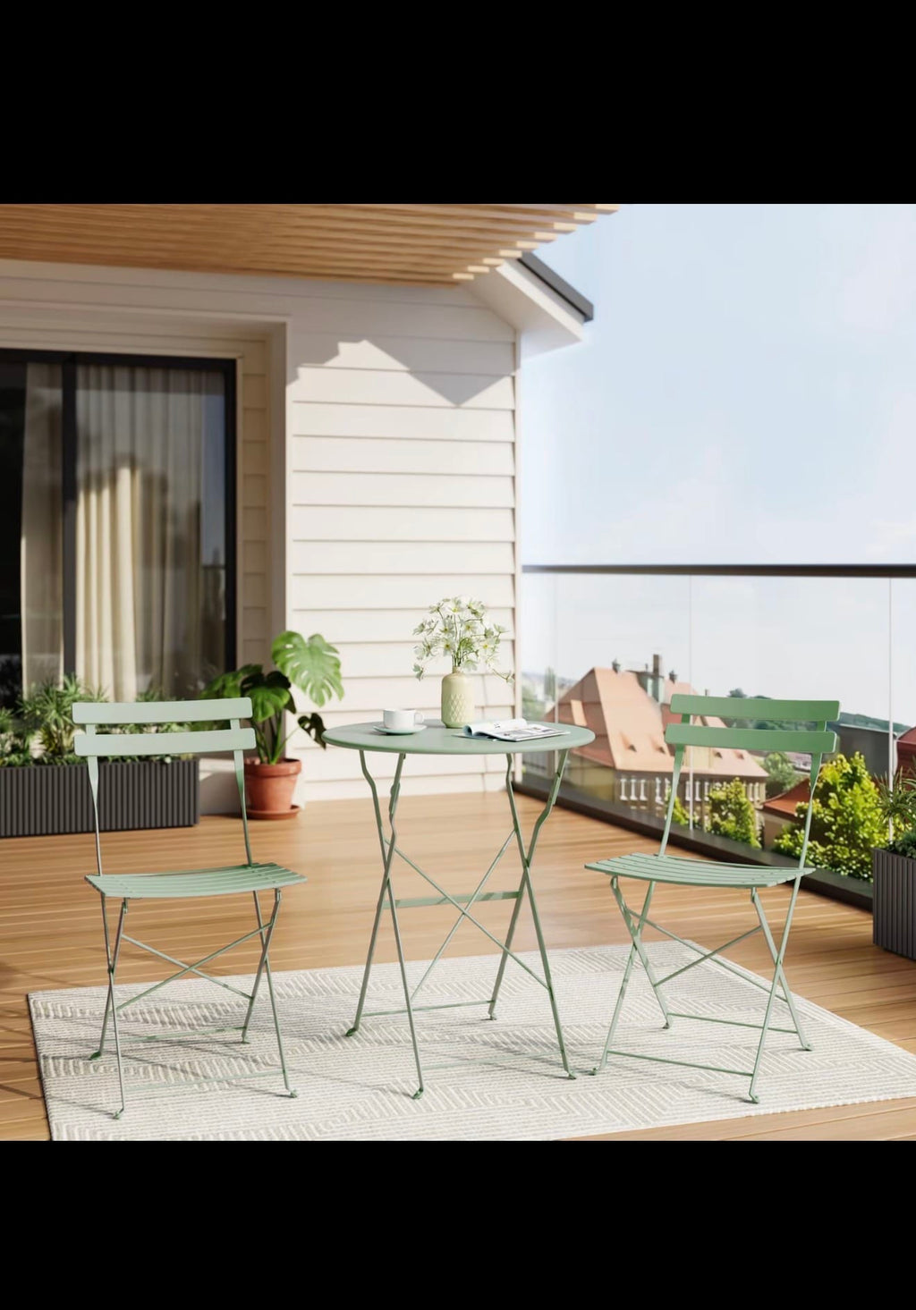 Folding bistro set full dimensions diagram