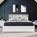 Bed with Shelves — White Wooden Storage Bed with Underbed Drawer, 4ft6 Double (135 x 190cm)