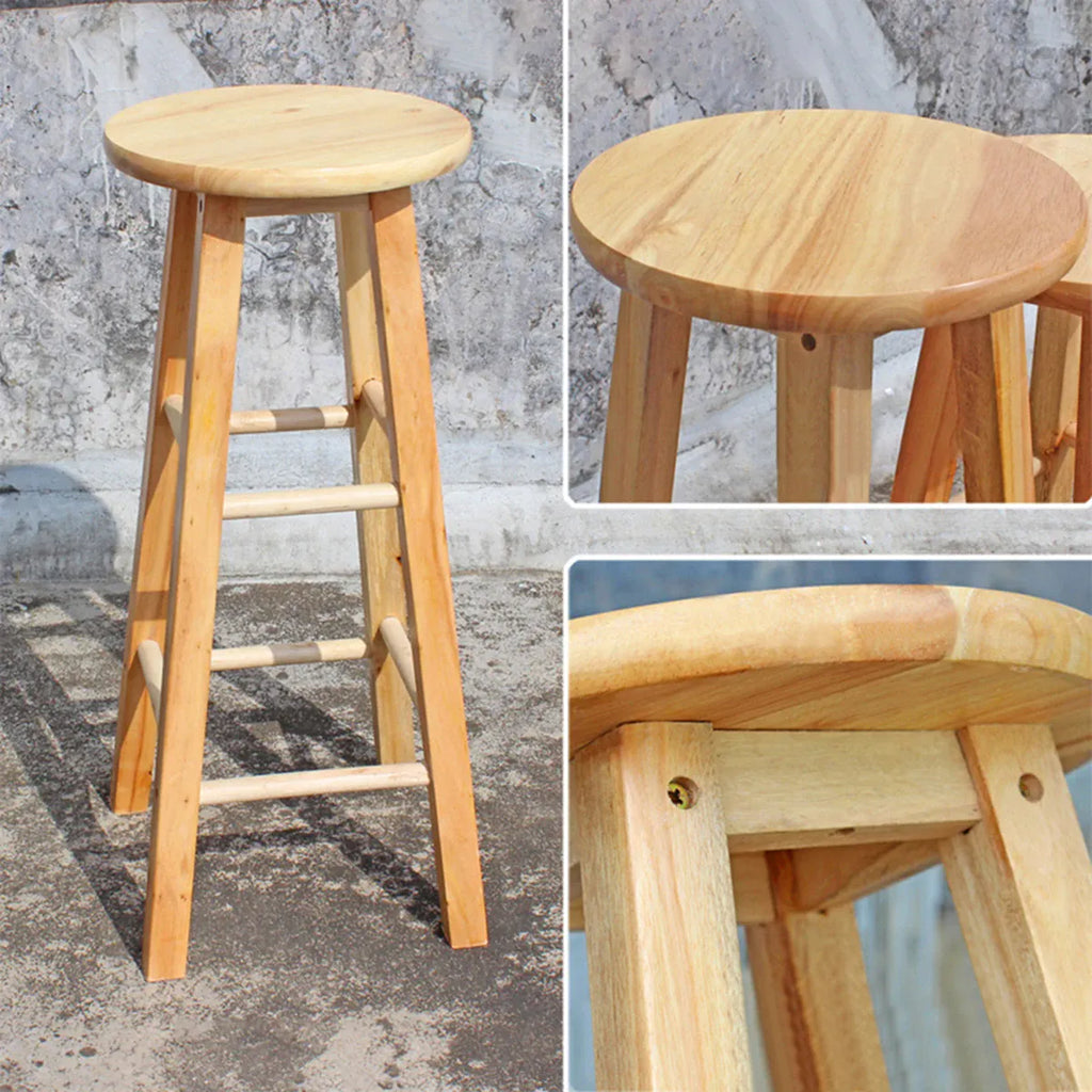 Nordic Solid Wood High Bar Stool — Bistro Counter Stool for Kitchen & Bar