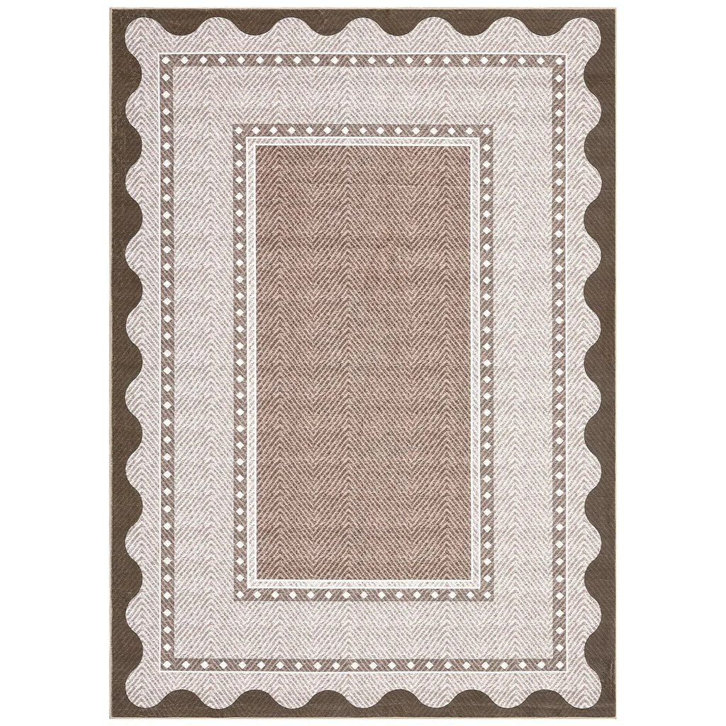 Modern Washable Area Rug — Low Pile, Non-Slip Rubber Backing, Stain Resistant