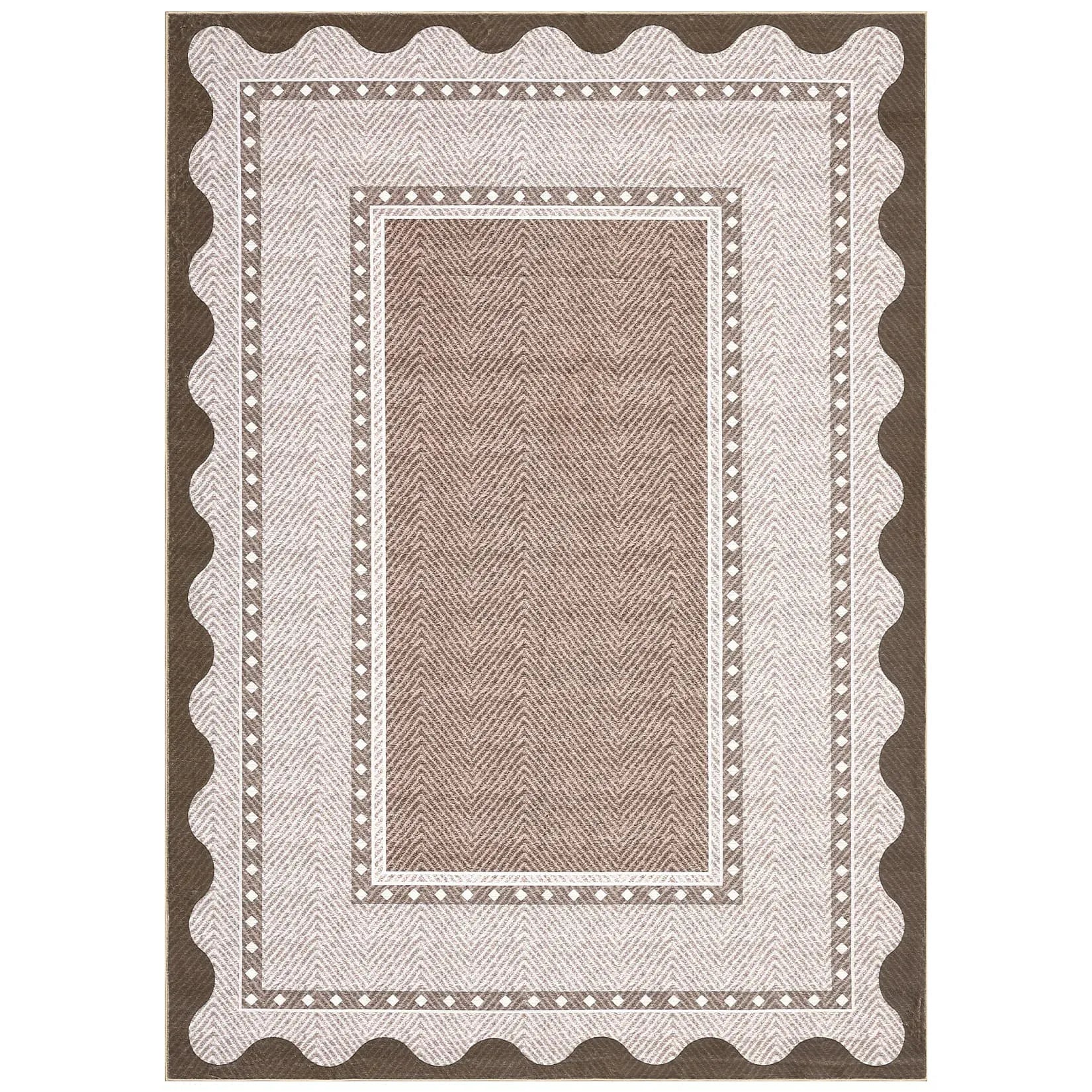 Modern Washable Area Rug — Low Pile, Non-Slip Rubber Backing, Stain Resistant