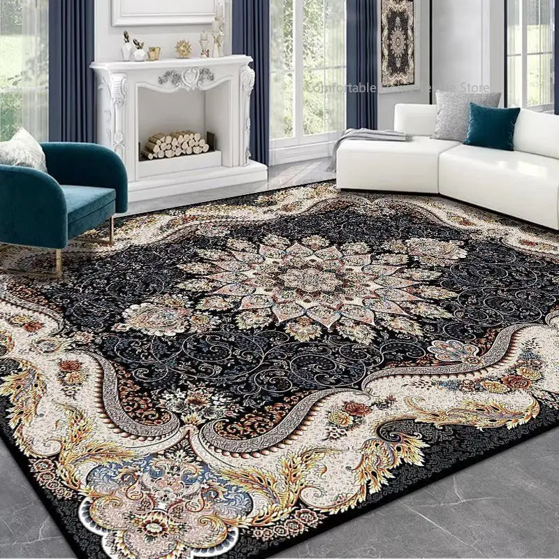 Persian Style Area Rug — Soft Washable Living Room & Bedroom Carpet with Non-Slip Backing
