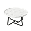 Round Coffee Table — Modern Small Side & End Table with Metal Frame, 50x50x38cm