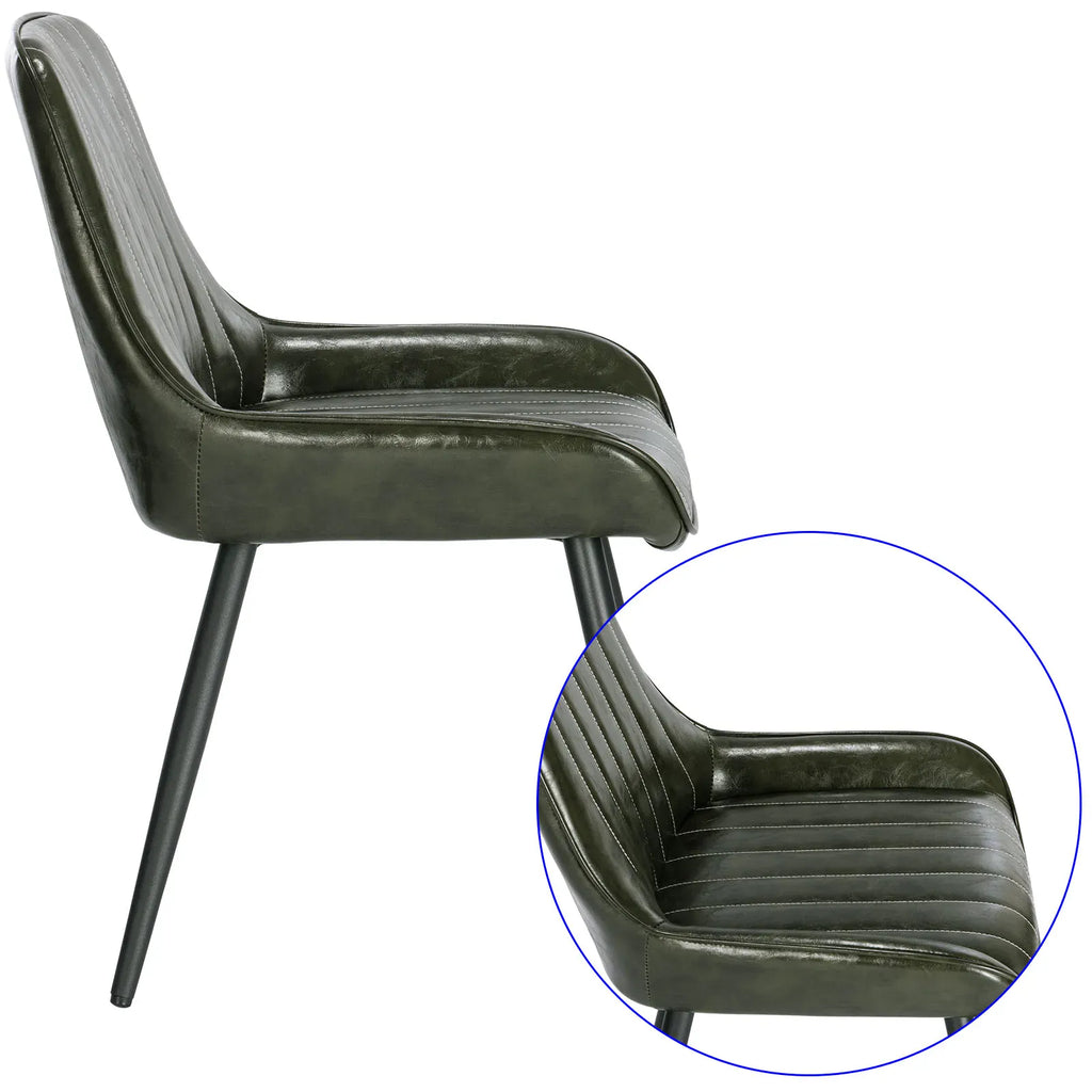 Lestarain Upholstered Dining Chairs | Set of 2 | Faux Leather & Velvet | Metal Legs