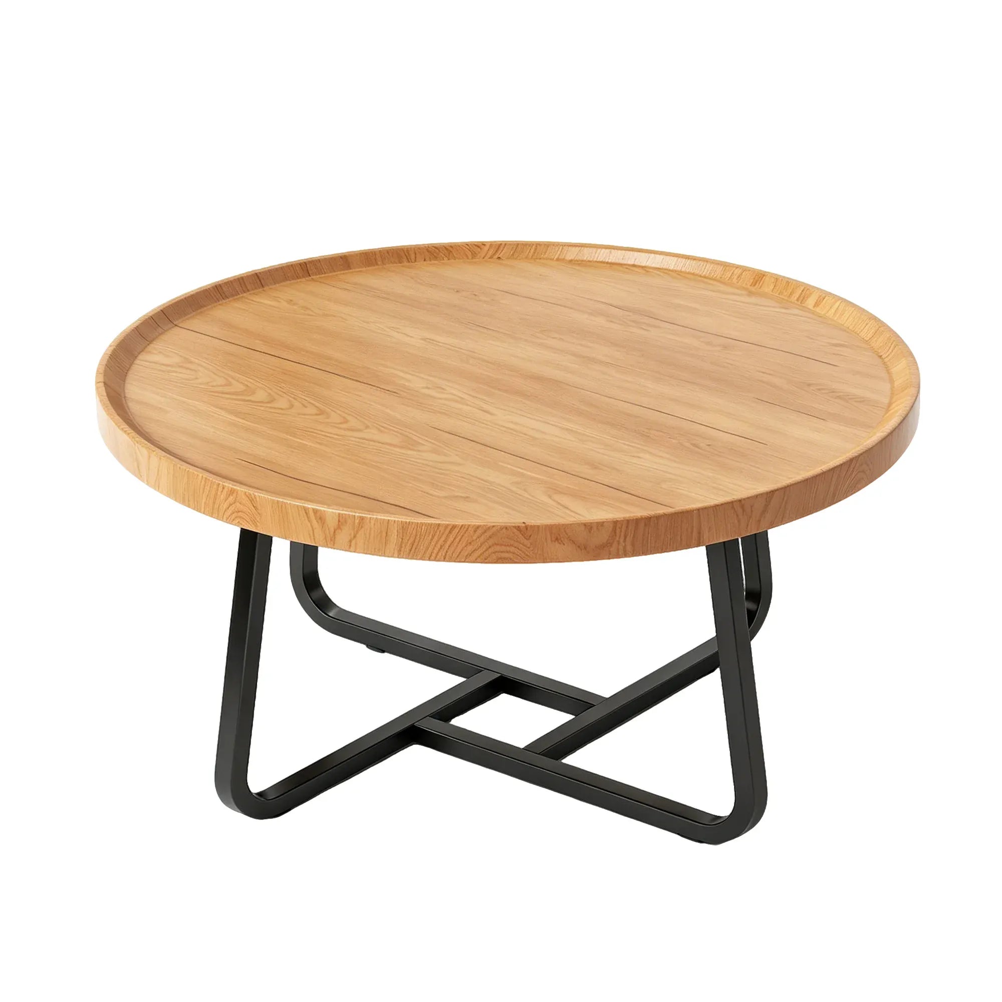 Round Coffee Table — Modern Small Side & End Table with Metal Frame, 50x50x38cm