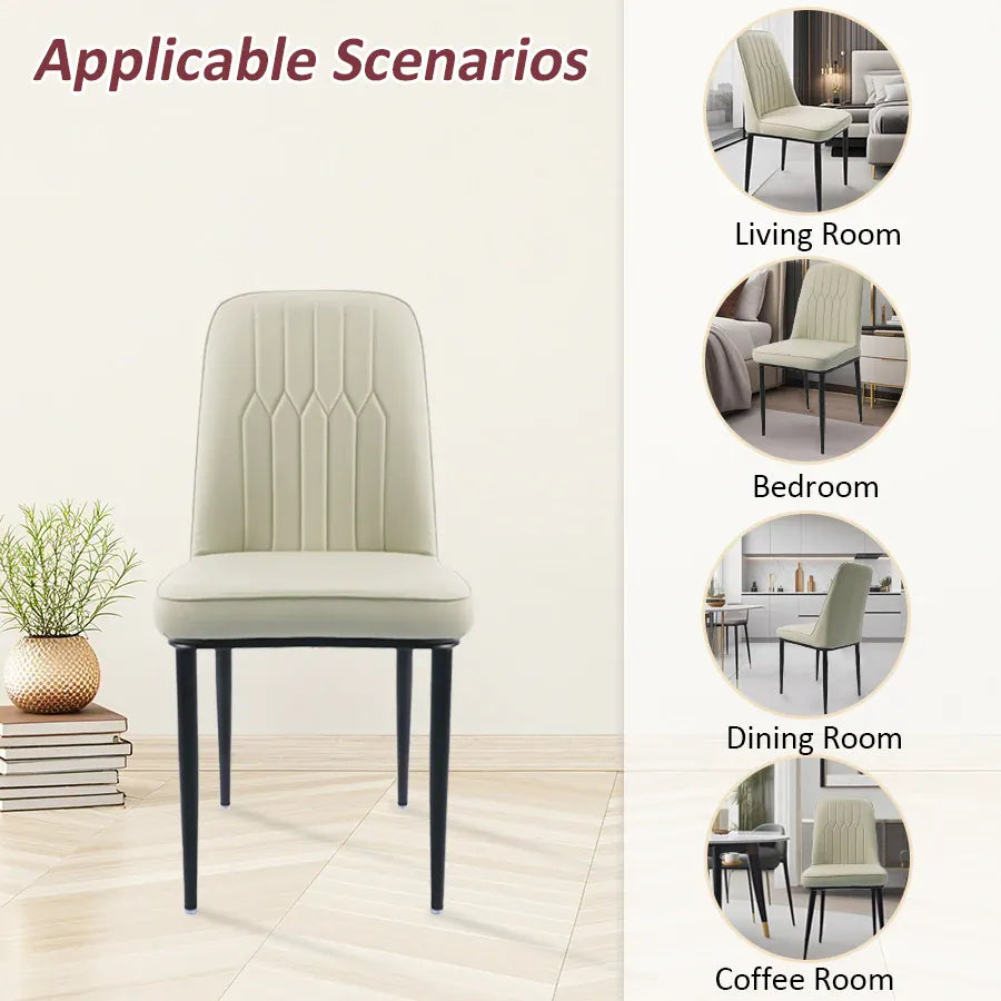 Durrafy Modern High Back Dining Chairs | Set of 2 | Faux Leather | Light Grey & White