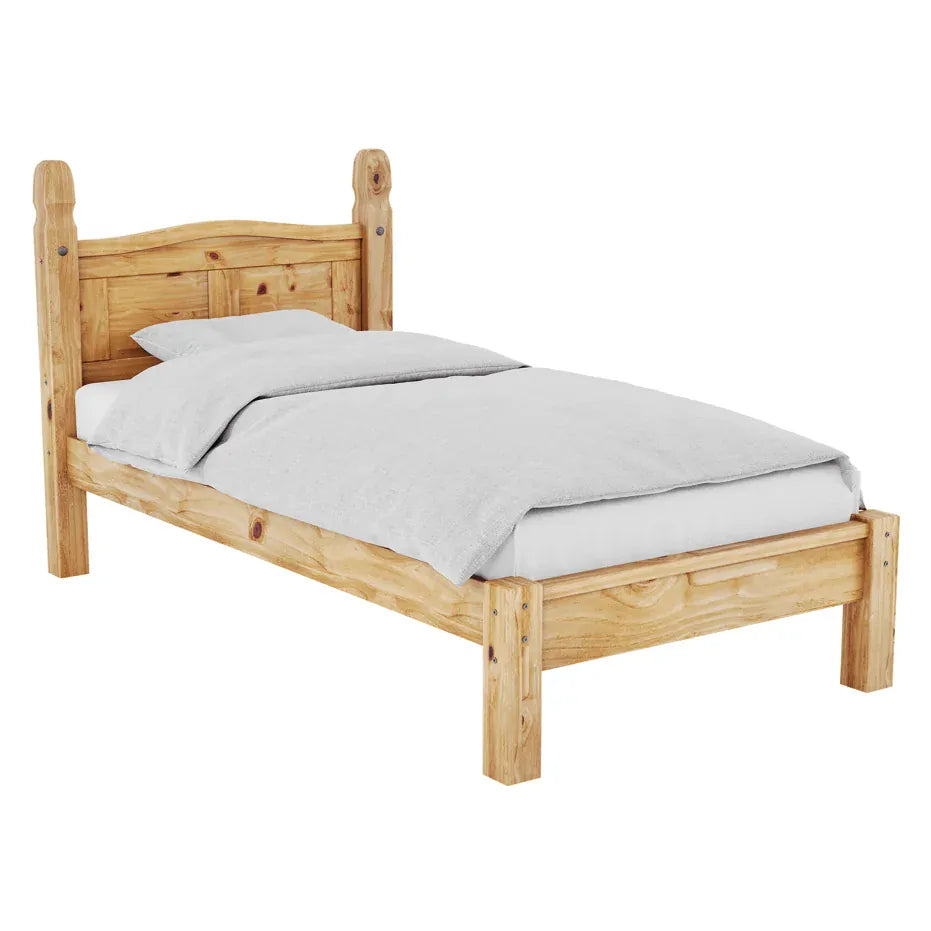 Corona Single Bed Frame | Solid Pine Wood | High or Low Foot End | Rustic Elegance