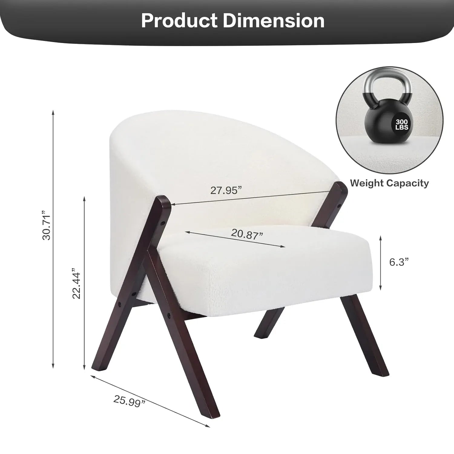 Mid Century Modern Linen Accent Chair With Wood Frame Comfortable Reading Armchair For Living Room Bedroom Balcony Easy Assembly