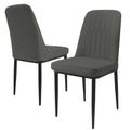 Durrafy Modern High Back Dining Chairs | Set of 2 | Faux Leather | Light Grey & White