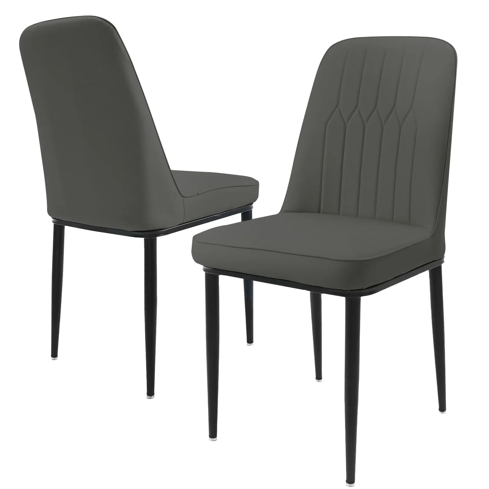 Durrafy Modern High Back Dining Chairs | Set of 2 | Faux Leather | Light Grey & White