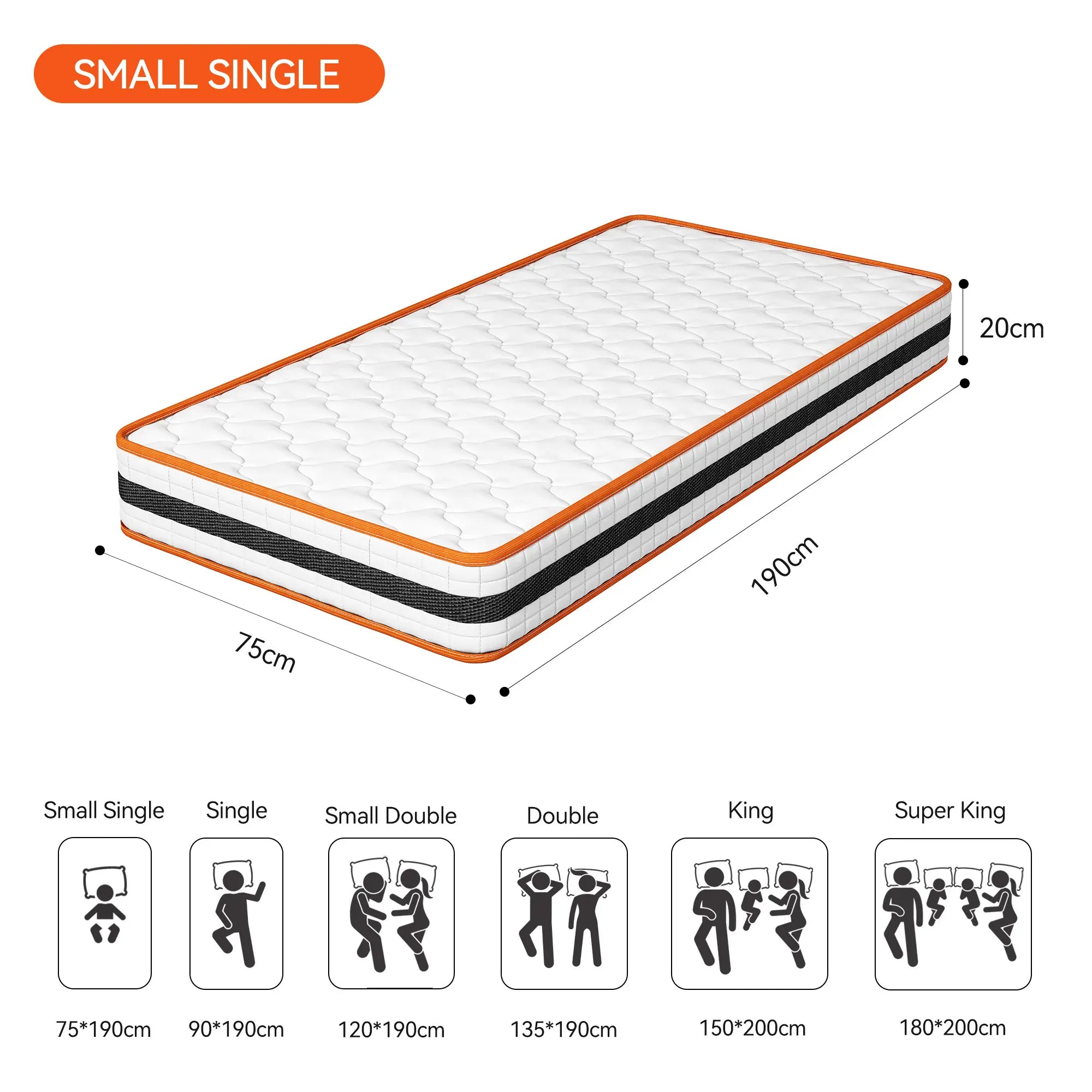 Hybrid Mattress — Memory Foam & Pocket Spring with 3D Breathable Fabric, Small Single to Super King