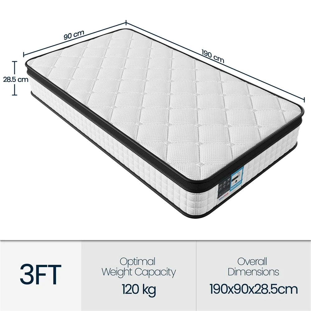 Costoffs Hybrid Mattress — Memory Foam & Pocket Spring with 3D Breathable Fabric, Single & Double