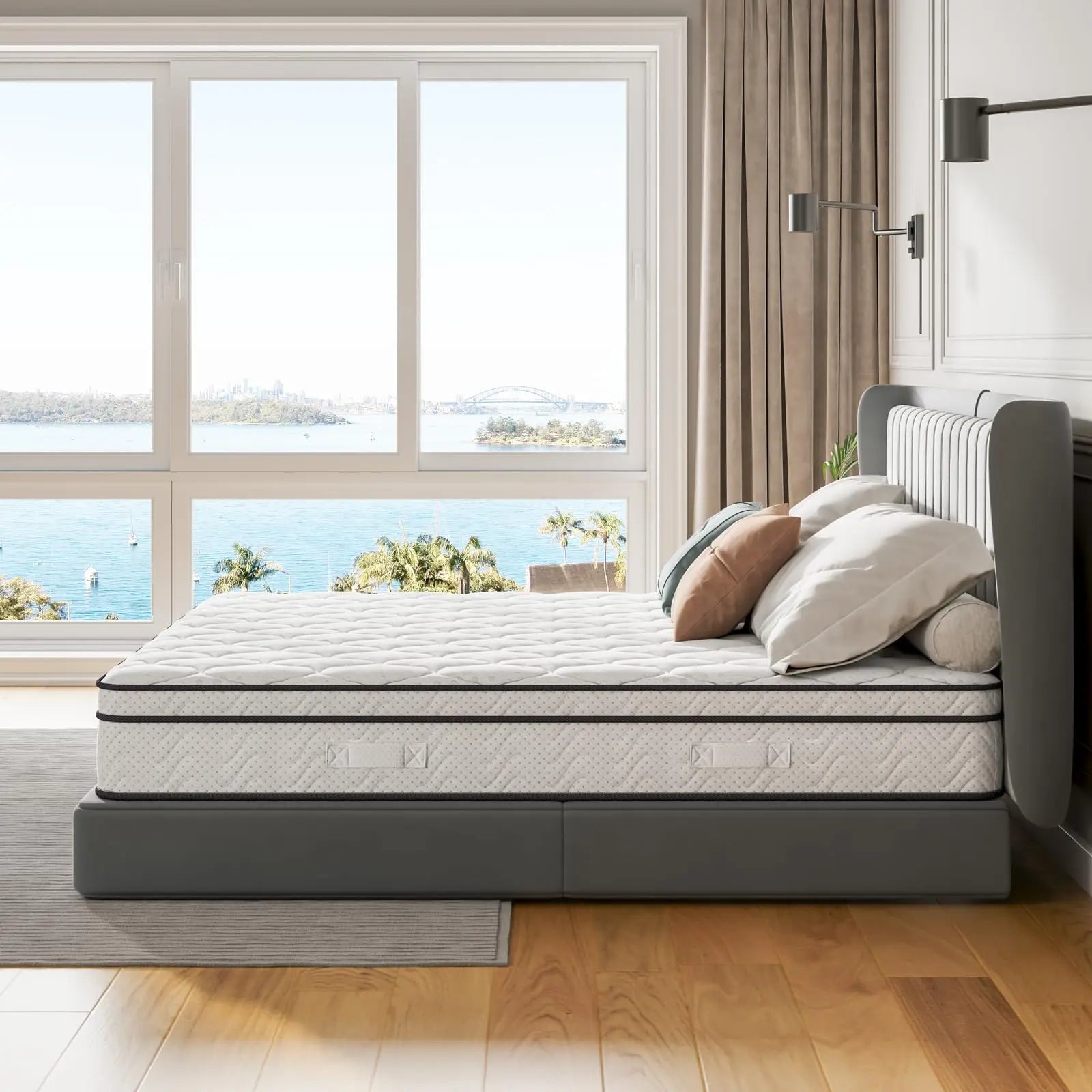 Vesgantti Pro Hybrid Mattress 10.3 Inch — Breathable Foam & Individually Pocketed Springs, Medium, Classic Box Top