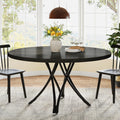 Round Dining Table for 4–6 — 47 Inch Farmhouse Circle Table with Hourglass Metal Base
