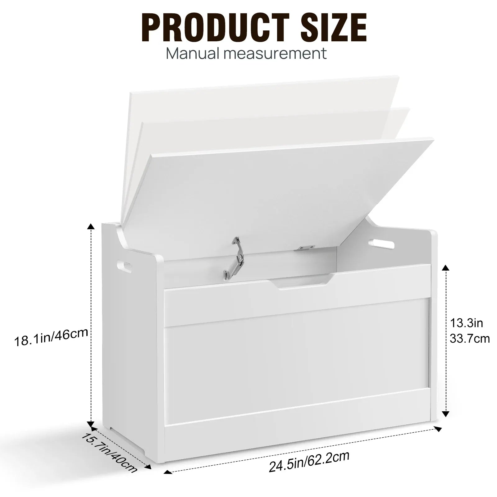 Kids Wooden Toy Box & Storage Bench with Lid | Soft-Close Safety Hinges | White MDF