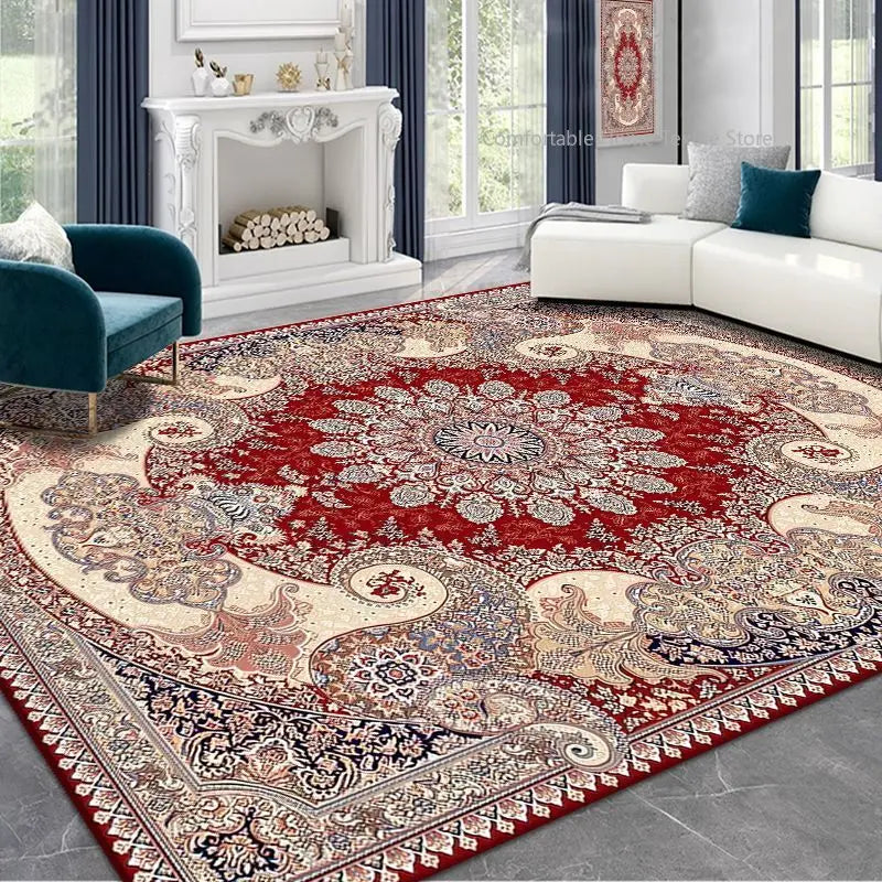 Persian Style Area Rug — Soft Washable Living Room & Bedroom Carpet with Non-Slip Backing