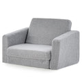 2-in-1 Toddler Fold-Out Sofa & Lounger | Washable Teddy Fleece Cover | Grey
