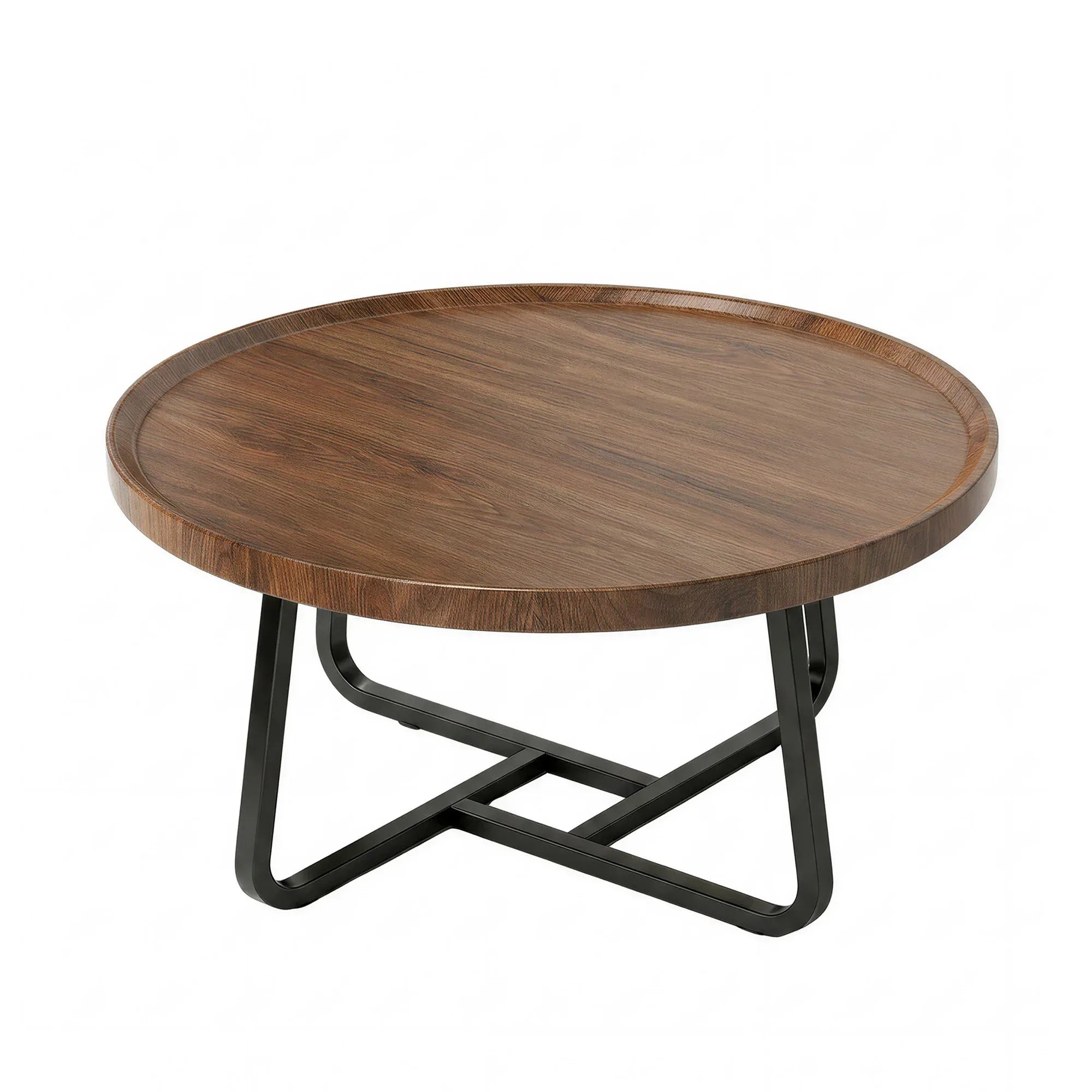Round Coffee Table — Modern Small Side & End Table with Metal Frame, 50x50x38cm