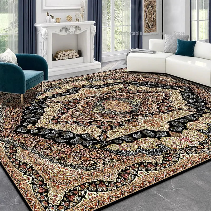 Persian Style Area Rug — Soft Washable Living Room & Bedroom Carpet with Non-Slip Backing