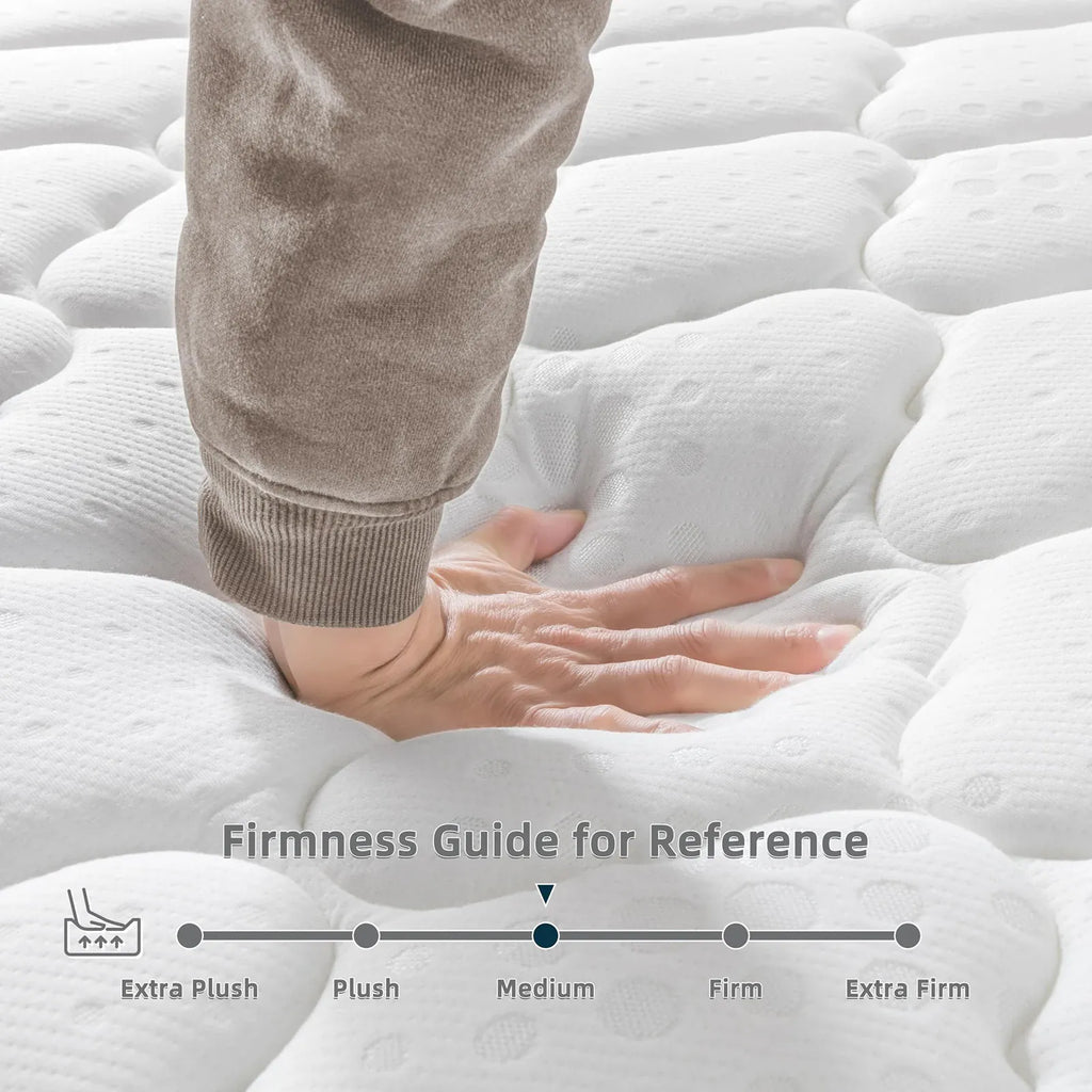 Vesgantti Pro Hybrid Mattress 10.3 Inch — Breathable Foam & Individually Pocketed Springs, Medium, Classic Box Top