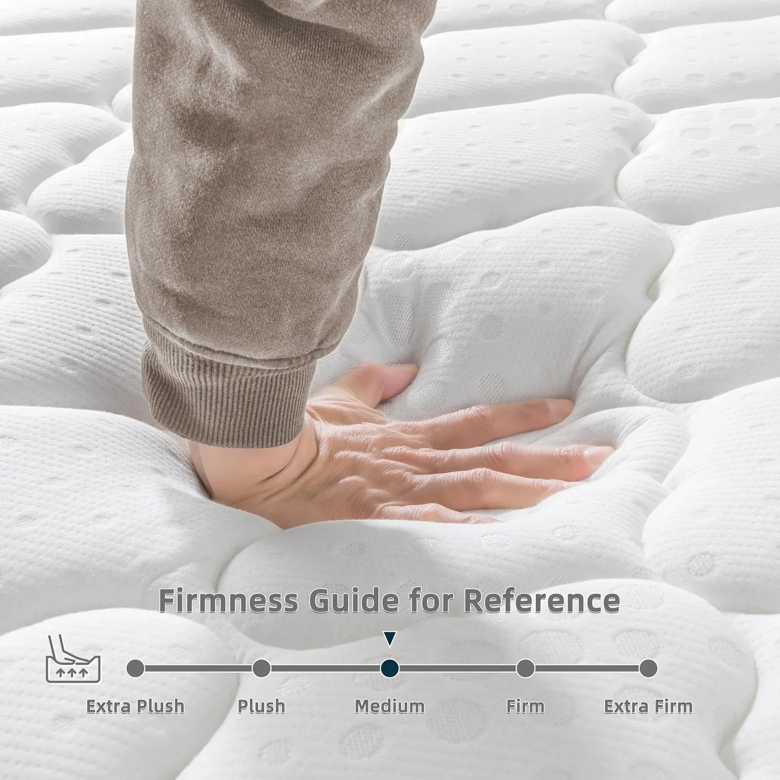 Vesgantti Pro Hybrid Mattress 10.3 Inch — Breathable Foam & Individually Pocketed Springs, Medium, Classic Box Top
