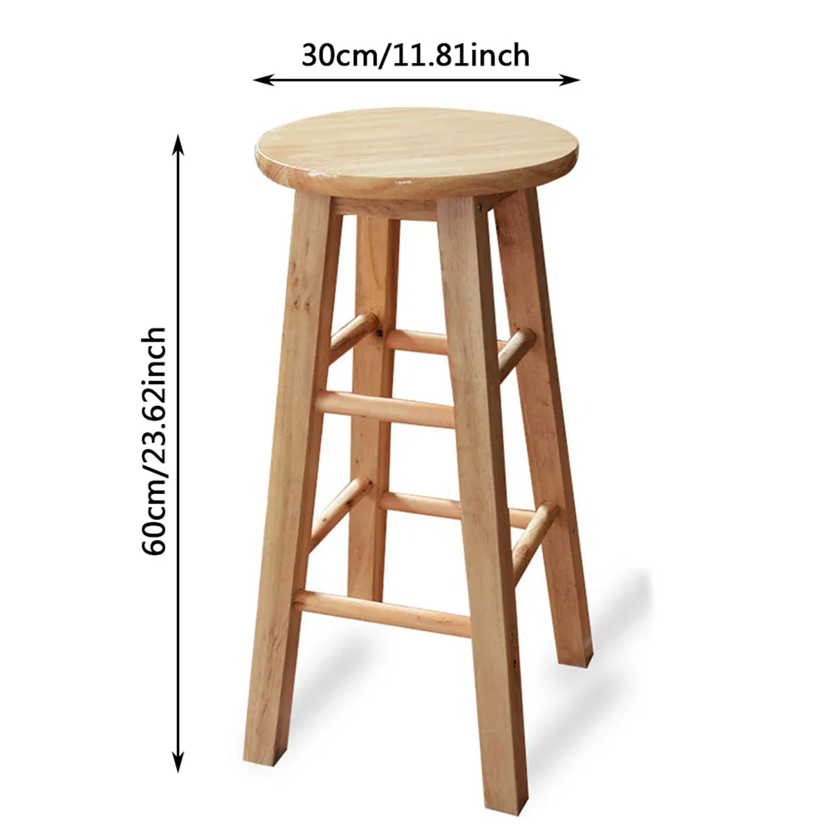 Nordic Solid Wood High Bar Stool — Bistro Counter Stool for Kitchen & Bar
