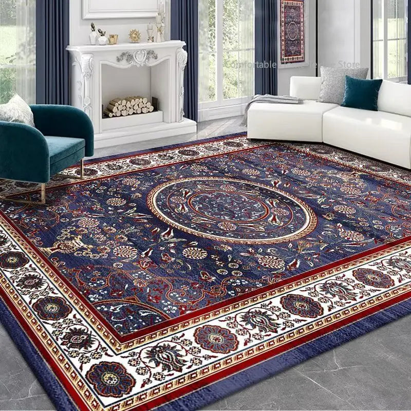 Persian Style Area Rug — Soft Washable Living Room & Bedroom Carpet with Non-Slip Backing