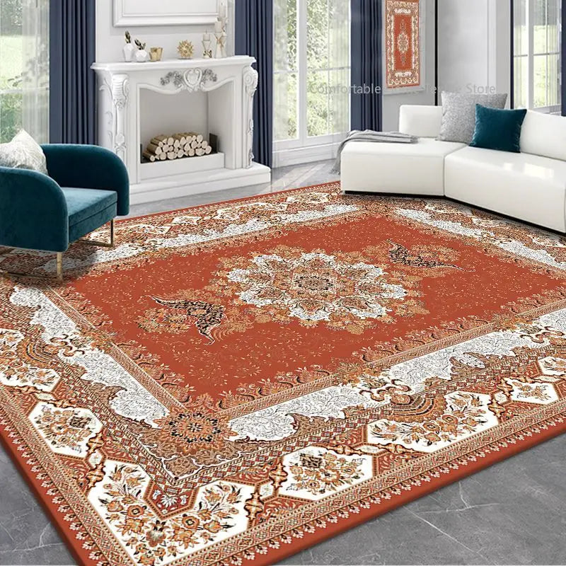 Persian Style Area Rug — Soft Washable Living Room & Bedroom Carpet with Non-Slip Backing