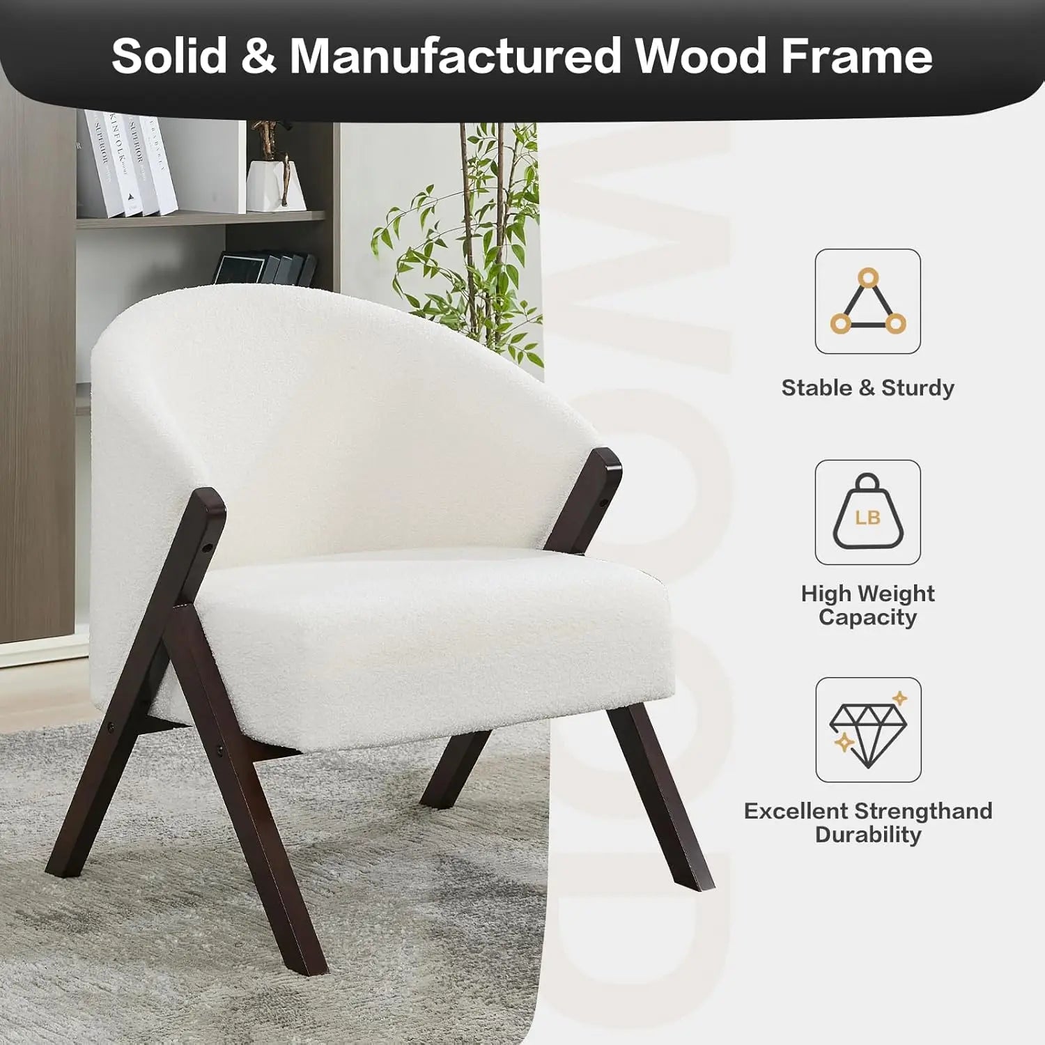 Mid Century Modern Linen Accent Chair With Wood Frame Comfortable Reading Armchair For Living Room Bedroom Balcony Easy Assembly