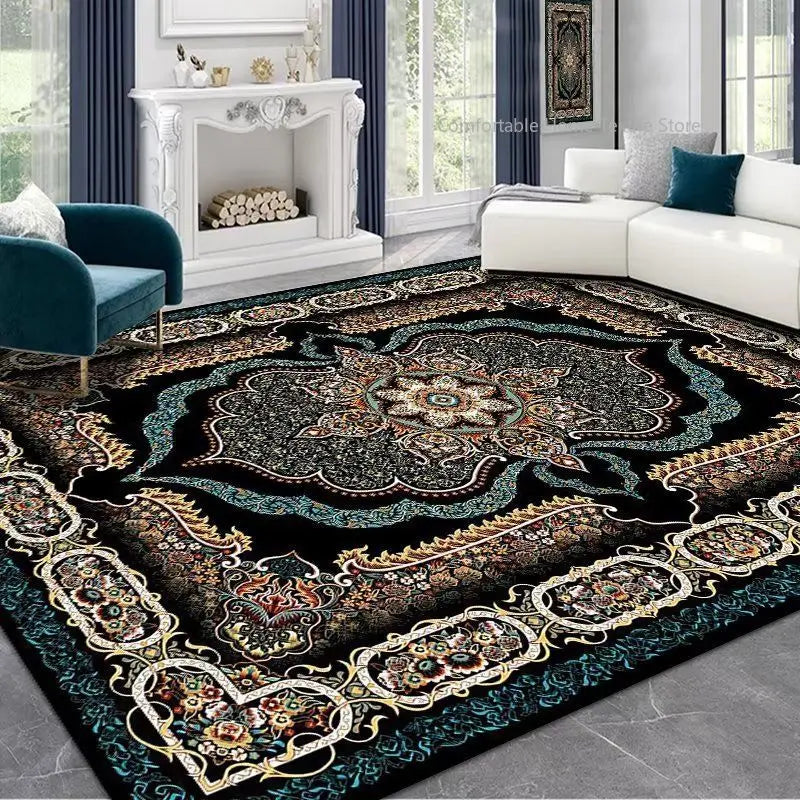 Persian Style Area Rug — Soft Washable Living Room & Bedroom Carpet with Non-Slip Backing