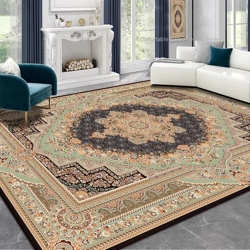 Persian Style Area Rug — Soft Washable Living Room & Bedroom Carpet with Non-Slip Backing