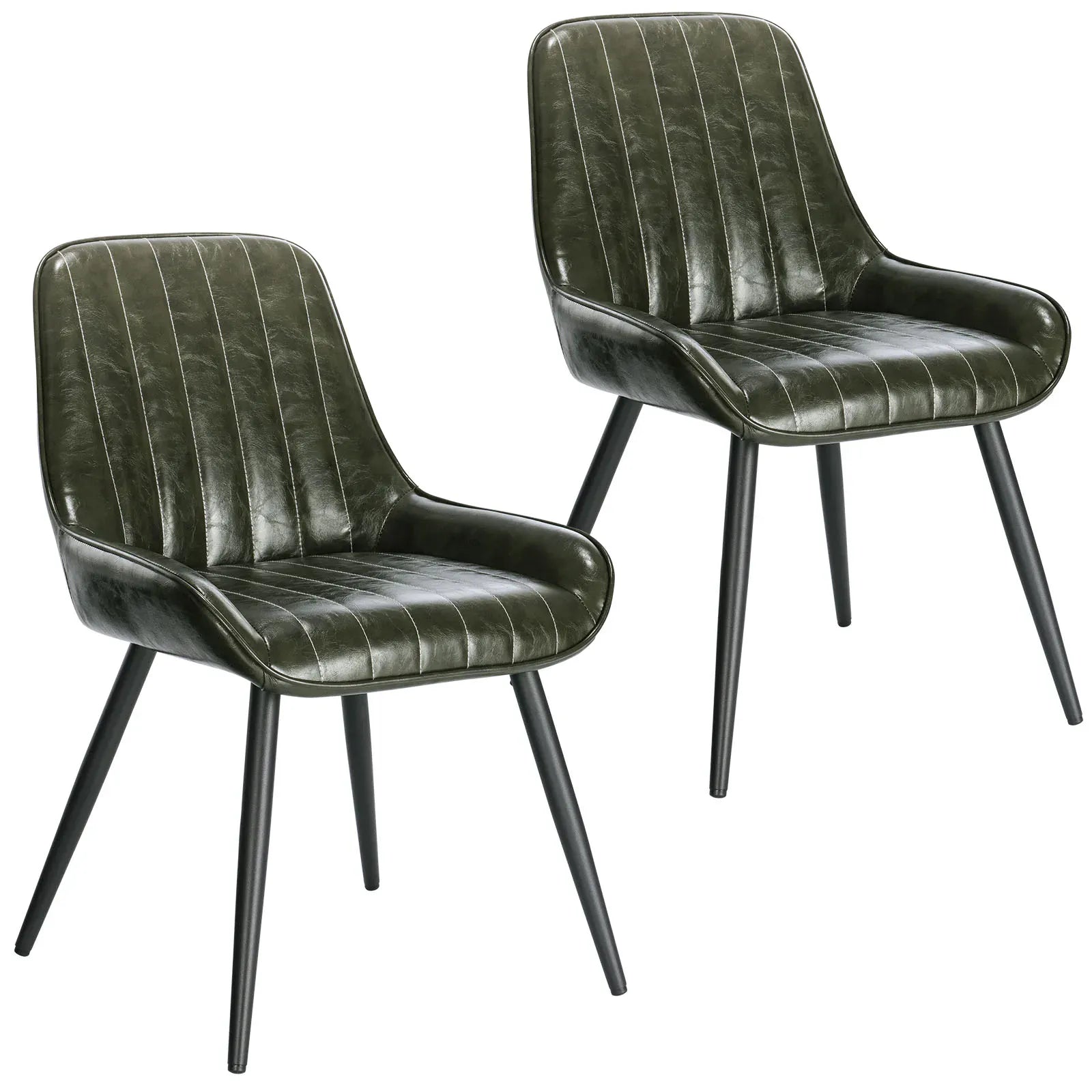 Lestarain Upholstered Dining Chairs | Set of 2 | Faux Leather & Velvet | Metal Legs