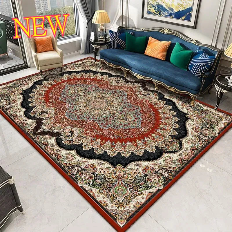 Persian Style Area Rug — Soft Washable Living Room & Bedroom Carpet with Non-Slip Backing