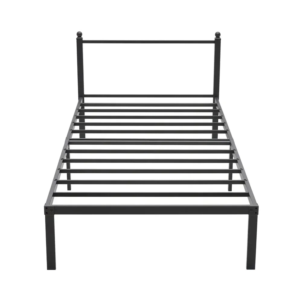 3ft1 Single Metal Bed Frame with Headboard — Steel Slats, Underbed Storage, Easy Assembly
