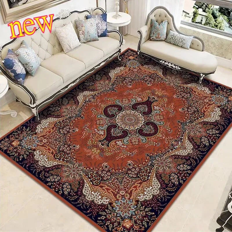 Persian Style Area Rug — Soft Washable Living Room & Bedroom Carpet with Non-Slip Backing