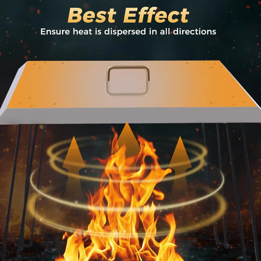 Fire Pit Heat Deflector — Stainless Steel, Foldable, 24” | Pushes Heat Down & Out