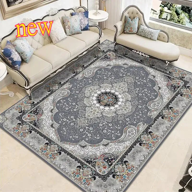 Persian Style Area Rug — Soft Washable Living Room & Bedroom Carpet with Non-Slip Backing