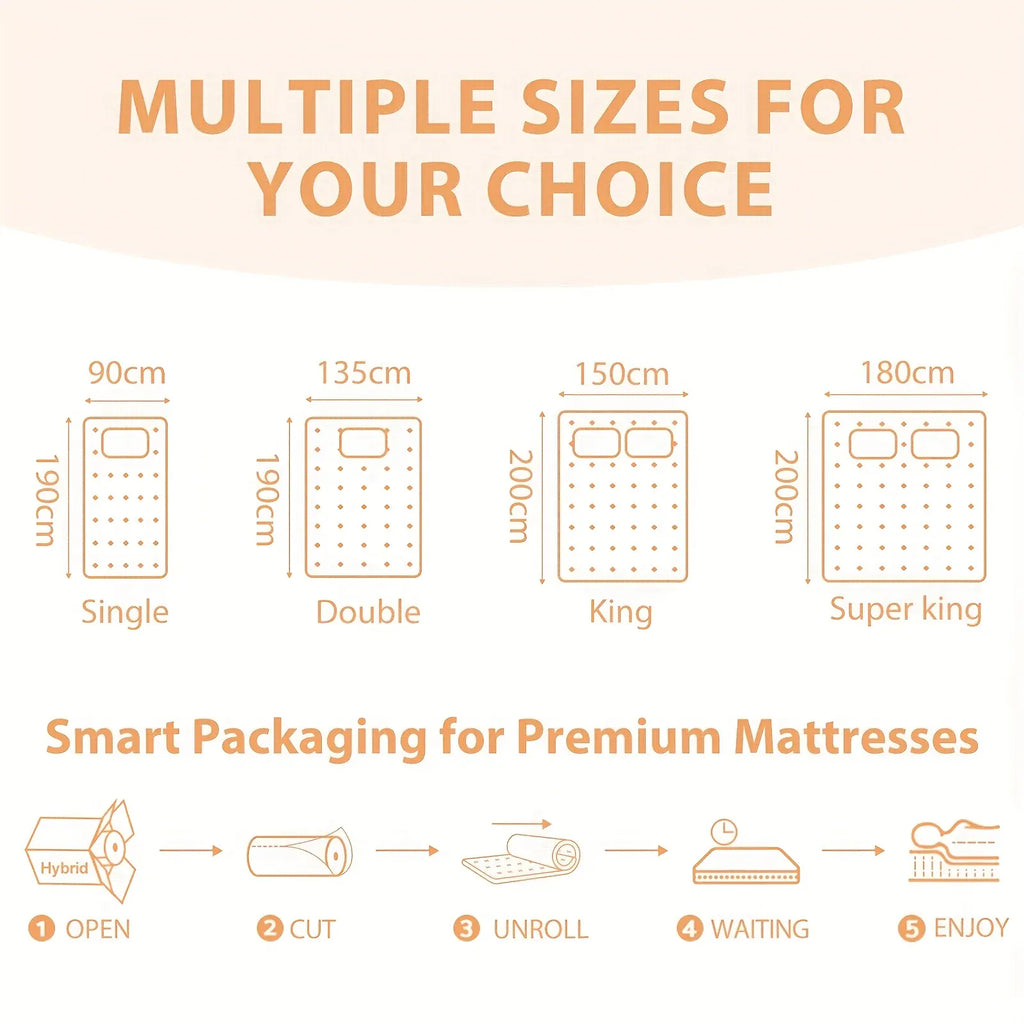 Memory Foam Hybrid Mattress — Single to Super King, 25/30/34cm, Pocket Spring & Memory Foam
