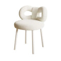Vanity Stool with Bowknot Backrest — Faux Wool, High-Density Foam, Armless Dressing Chair