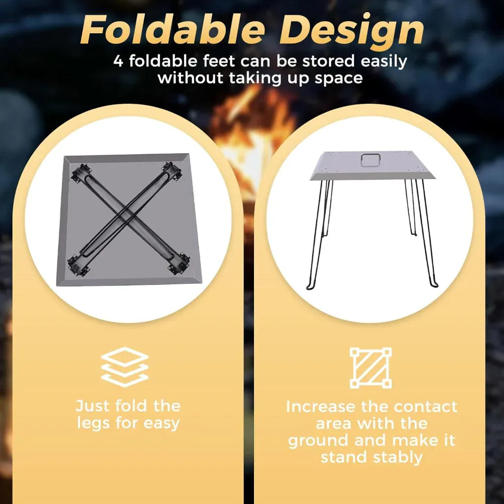 Fire Pit Heat Deflector — Stainless Steel, Foldable, 24” | Pushes Heat Down & Out
