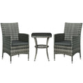 3-Piece Rattan Bistro Set — Wicker Garden Chairs & 2-Tier Coffee Table for Patio & Balcony