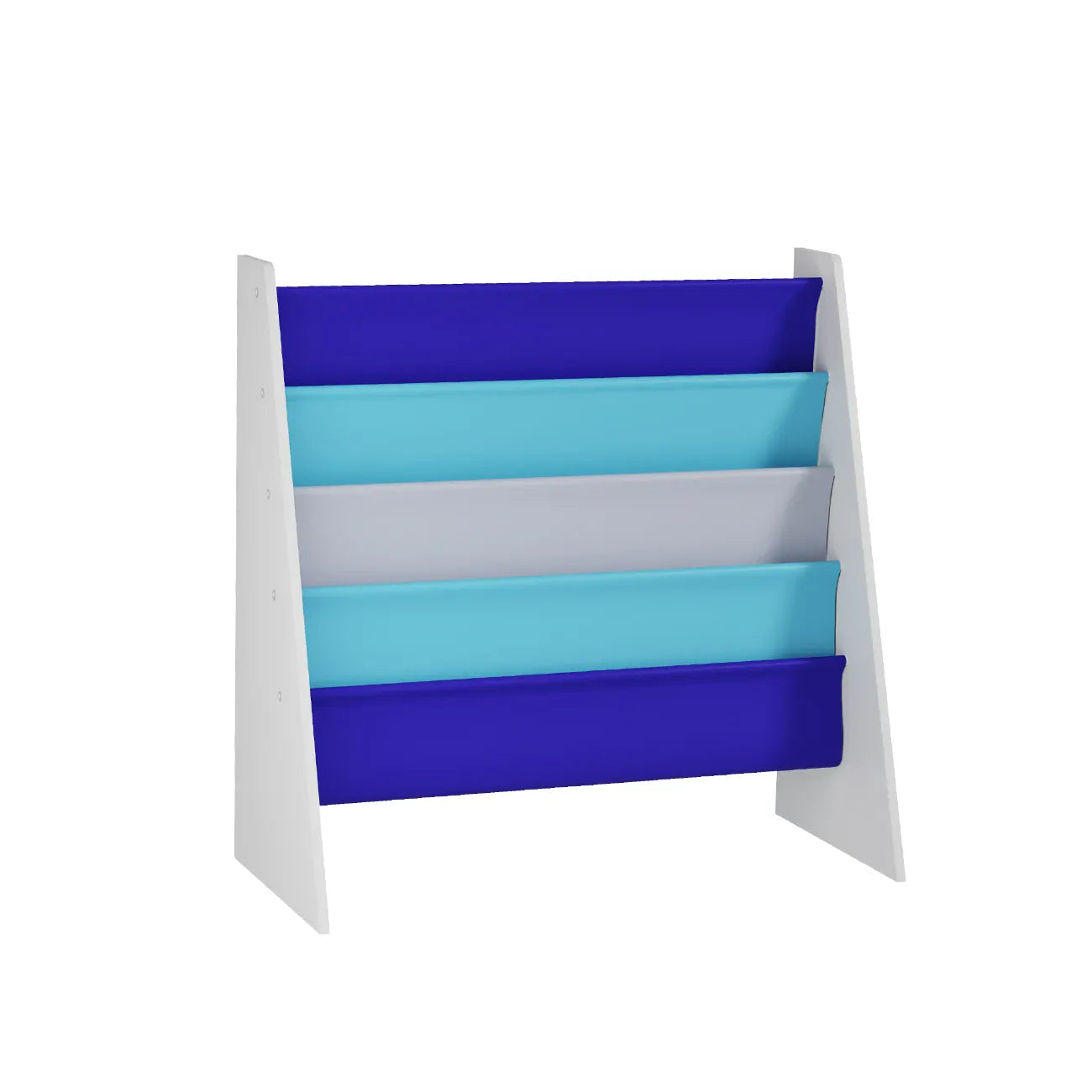 Kids 4-Tier Wooden Sling Bookshelf | Easy-Reach Book Rack | Blue, Green, Yellow & Pink