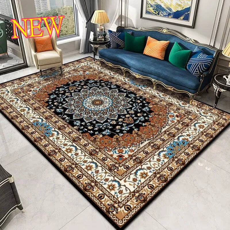 Persian Style Area Rug — Soft Washable Living Room & Bedroom Carpet with Non-Slip Backing