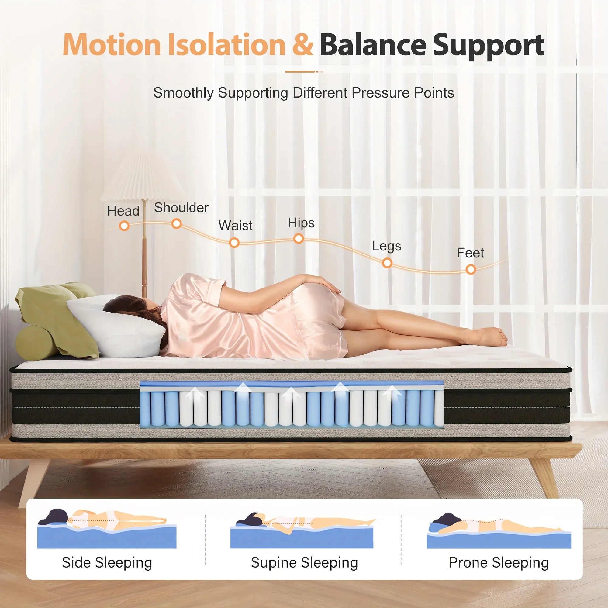 Luxury Hybrid Mattress — Pocket Spring & Memory Foam, 26–30cm Deep, Single to Super King