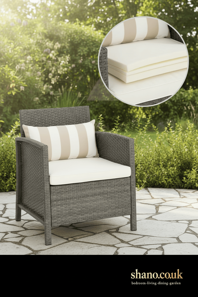 3-Piece Rattan Bistro Set — 2 Wicker Chairs with Washable Cushions & Coffee Table, Brown Beige or Grey Beige