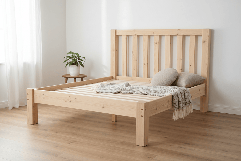 Pine Double Bed Natural No Mattress
