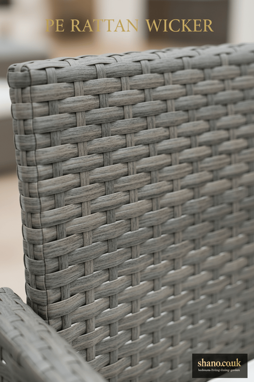 3-Piece Rattan Bistro Set — 2 Wicker Chairs with Washable Cushions & Coffee Table, Brown Beige or Grey Beige