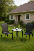 3 Piece Patio Set – Glass Top Table & Stackable Chairs